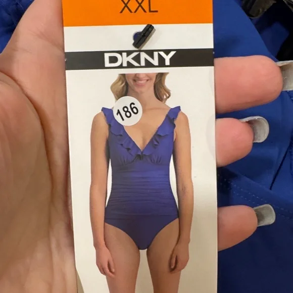 DKNY Royal Blue One Piece Swimsuit NWT - Picture 3 of 4